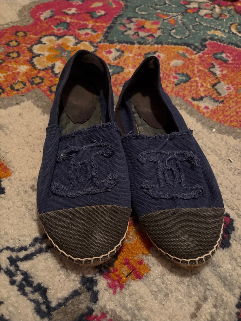 Navy Canvas Slip-On Espadrilles with Dark Gray Toe